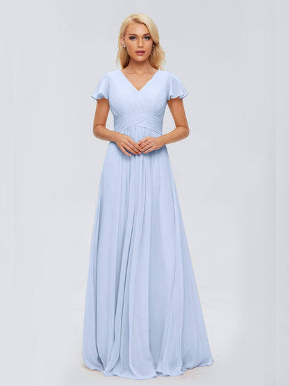 Charlie A-line V Neck Chiffon Bridesmaid Dresses