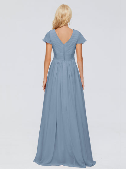 Charlie A-line V Neck Chiffon Bridesmaid Dresses