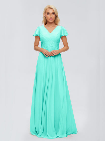 Charlie A-line V Neck Chiffon Bridesmaid Dresses