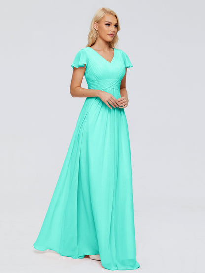 Charlie A-line V Neck Chiffon Bridesmaid Dresses