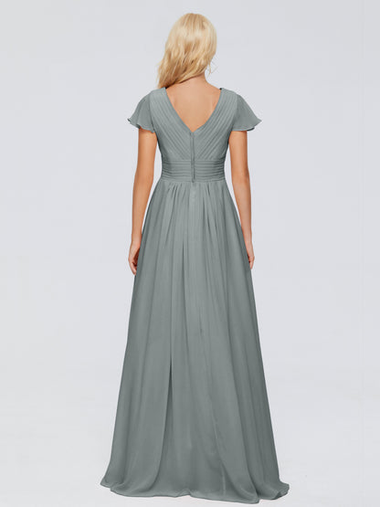 Charlie A-line V Neck Chiffon Bridesmaid Dresses