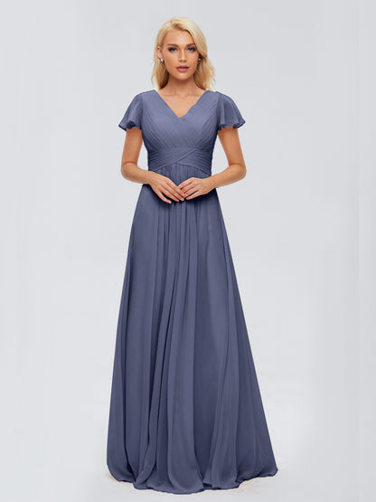 Charlie A-line V Neck Chiffon Bridesmaid Dresses