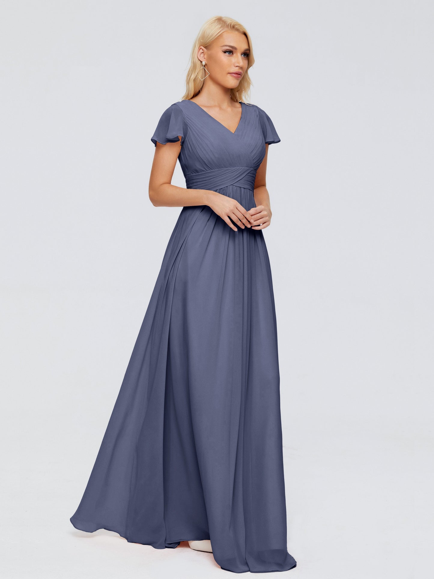 Charlie A-line V Neck Chiffon Bridesmaid Dresses