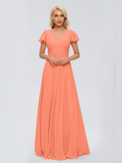 Charlie A-line V Neck Chiffon Bridesmaid Dresses
