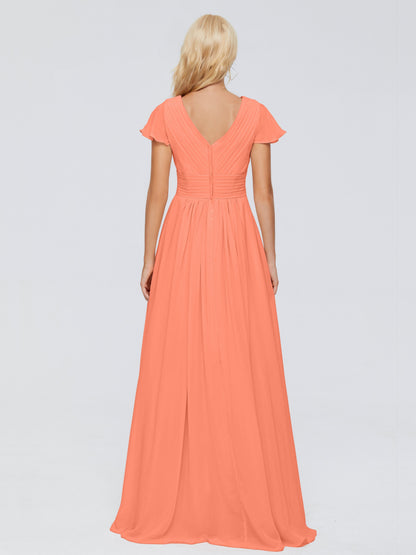 Charlie A-line V Neck Chiffon Bridesmaid Dresses