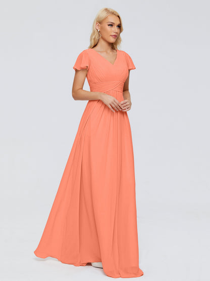 Charlie A-line V Neck Chiffon Bridesmaid Dresses