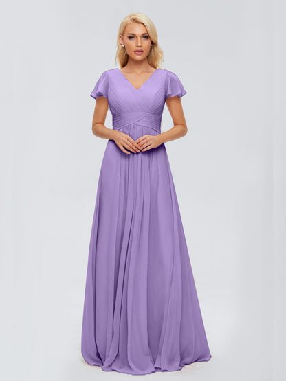 Charlie A-line V Neck Chiffon Bridesmaid Dresses