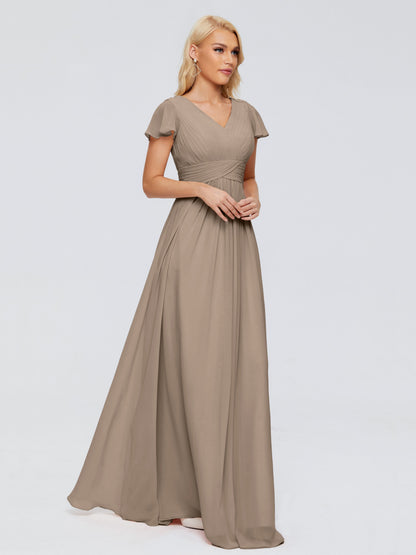 Charlie A-line V Neck Chiffon Bridesmaid Dresses
