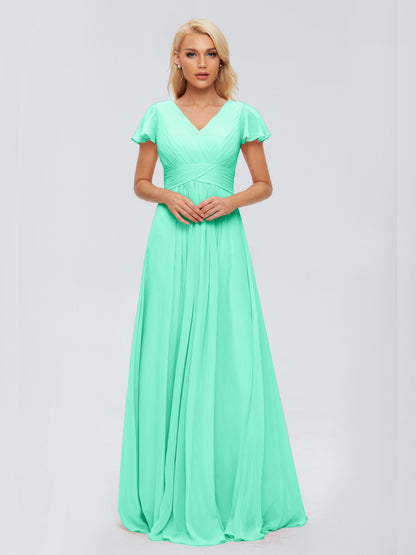 Charlie A-line V Neck Chiffon Bridesmaid Dresses