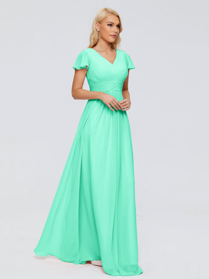 Charlie A-line V Neck Chiffon Bridesmaid Dresses