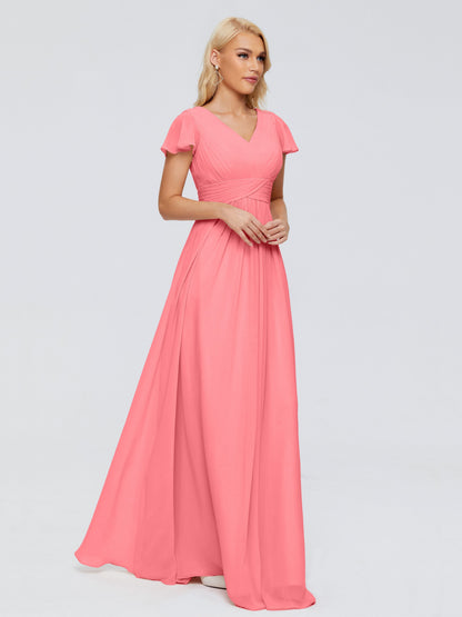 Charlie A-line V Neck Chiffon Bridesmaid Dresses