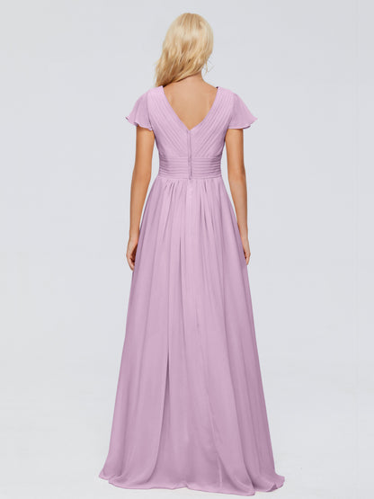 Charlie A-line V Neck Chiffon Bridesmaid Dresses