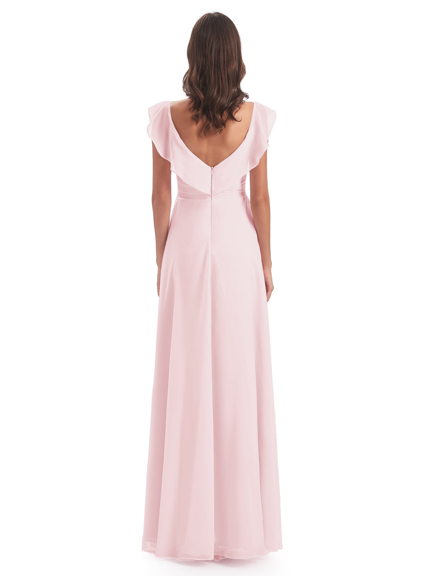 Courtney Sheath V-Neck Straps Chiffon Long Bridesmaid Dresses