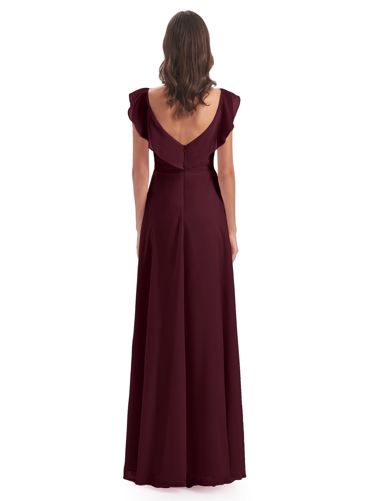 Courtney Sheath V-Neck Straps Chiffon Long Bridesmaid Dresses