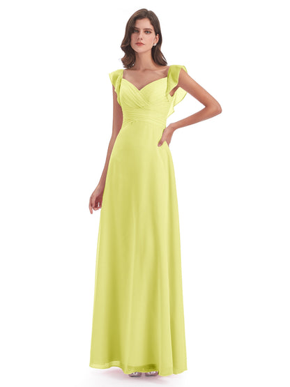 Courtney Sheath V-Neck Straps Chiffon Long Bridesmaid Dresses