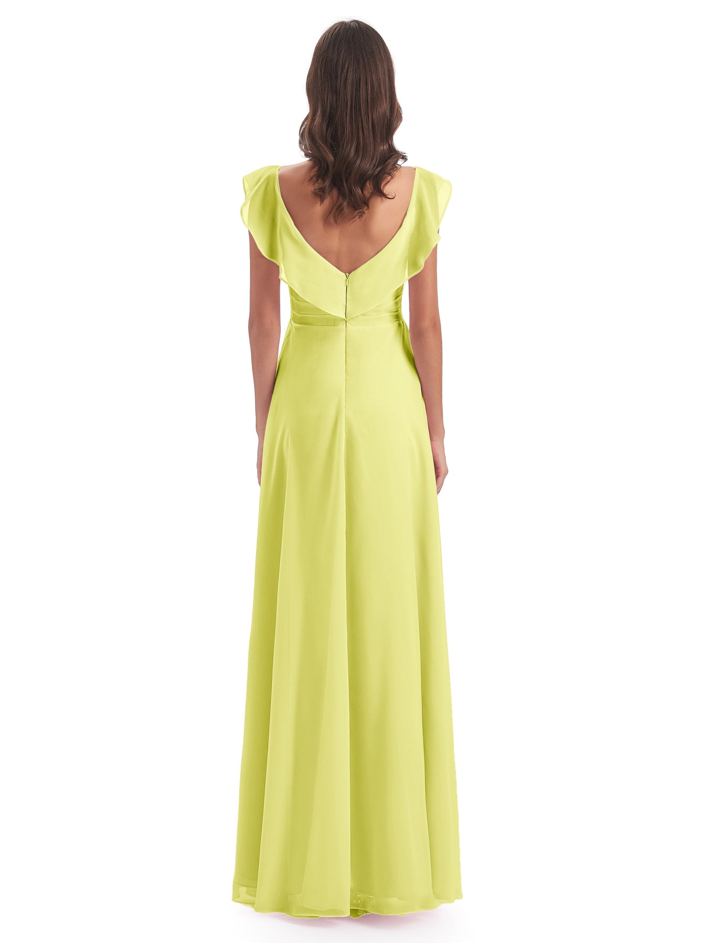 Courtney Sheath V-Neck Straps Chiffon Long Bridesmaid Dresses