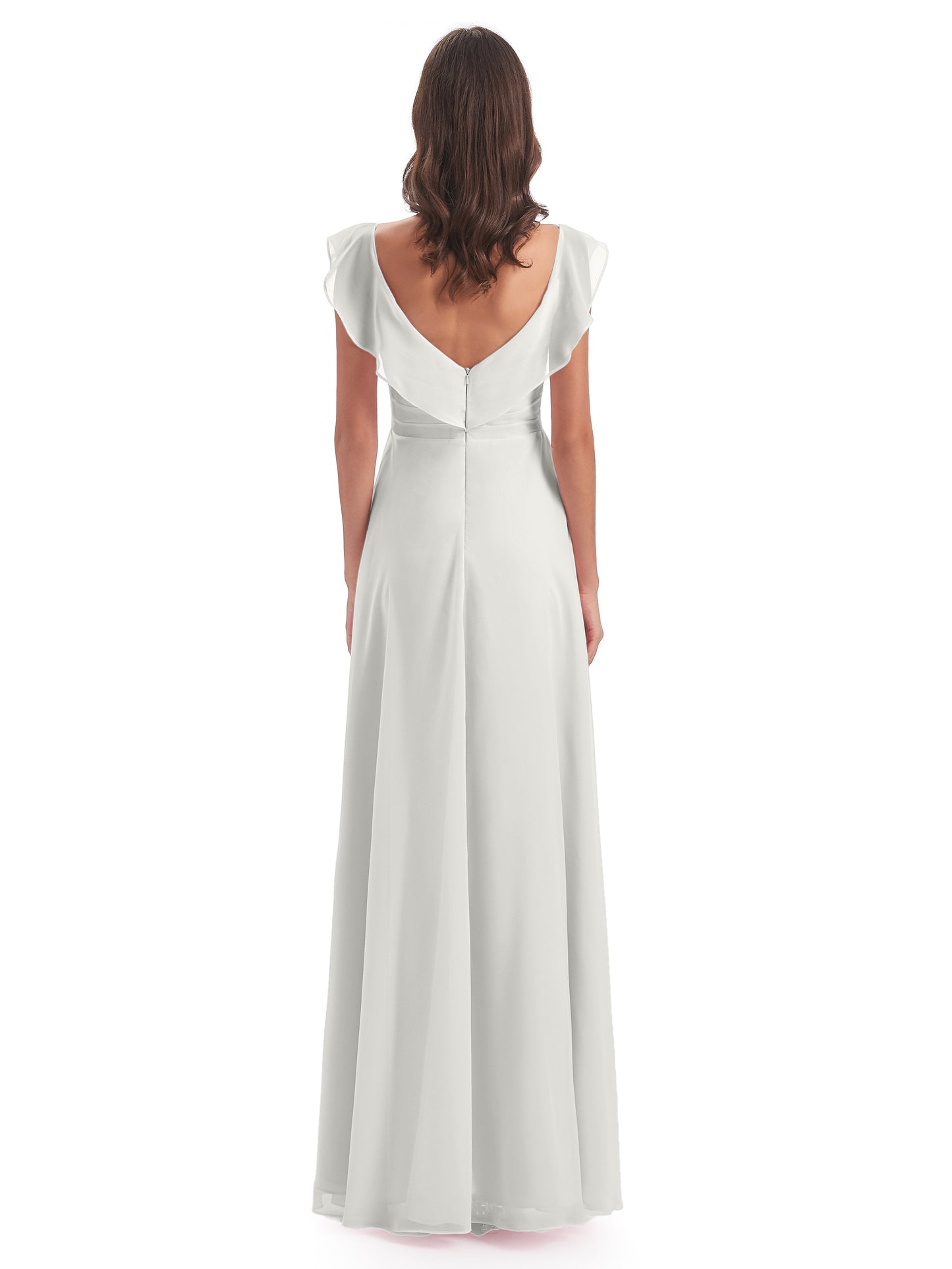 Courtney Sheath V-Neck Straps Chiffon Long Bridesmaid Dresses
