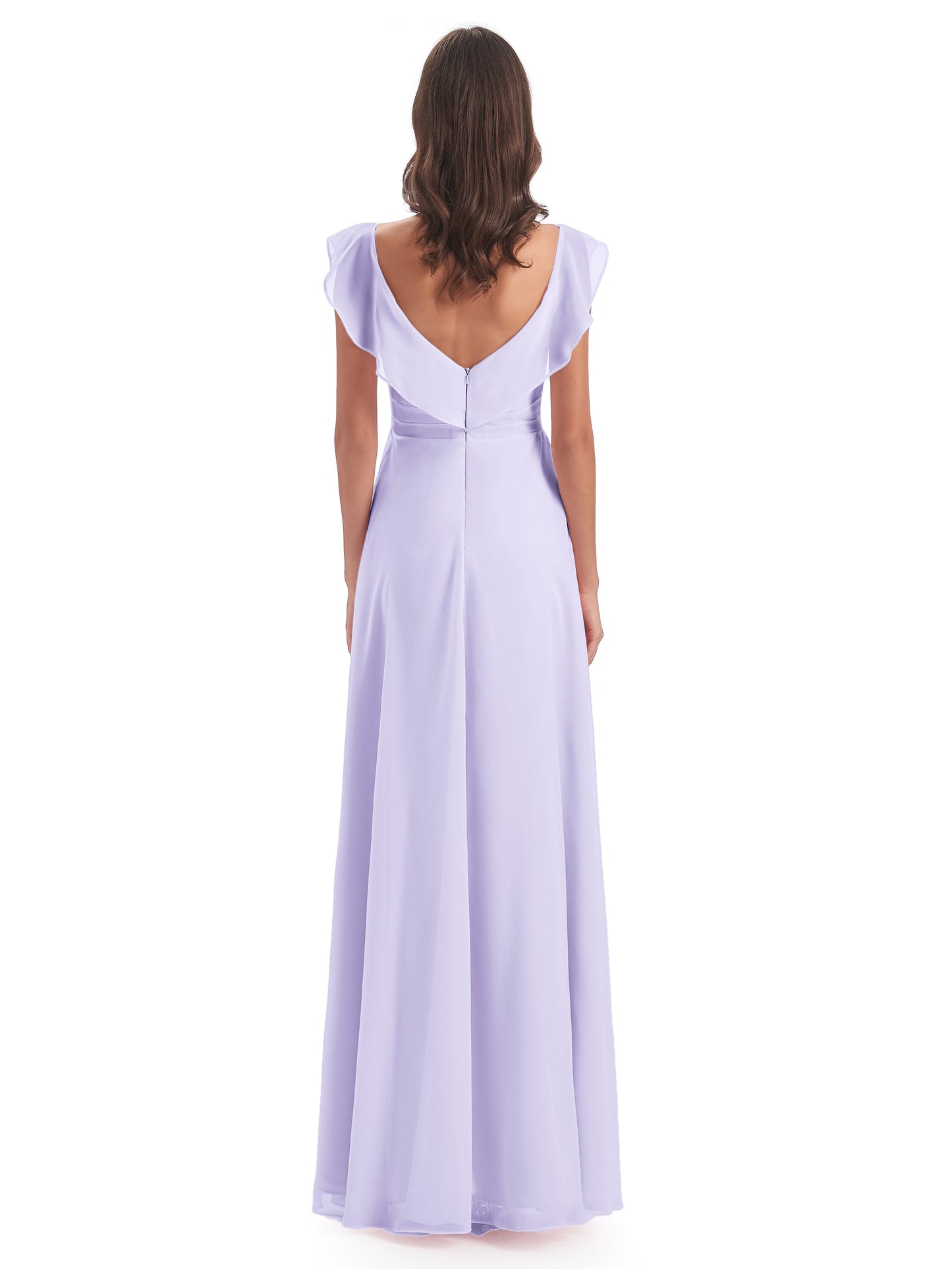 Courtney Sheath V-Neck Straps Chiffon Long Bridesmaid Dresses