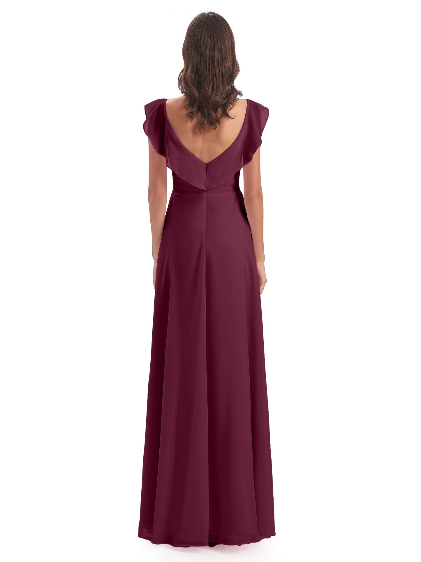 Courtney Sheath V-Neck Straps Chiffon Long Bridesmaid Dresses