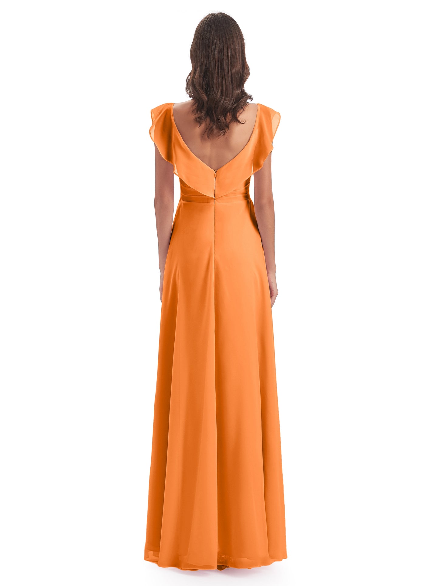 Courtney Sheath V-Neck Straps Chiffon Long Bridesmaid Dresses