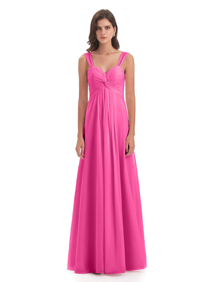 Egypt A-Line Straps Chiffon Long Bridesmaid Dresses
