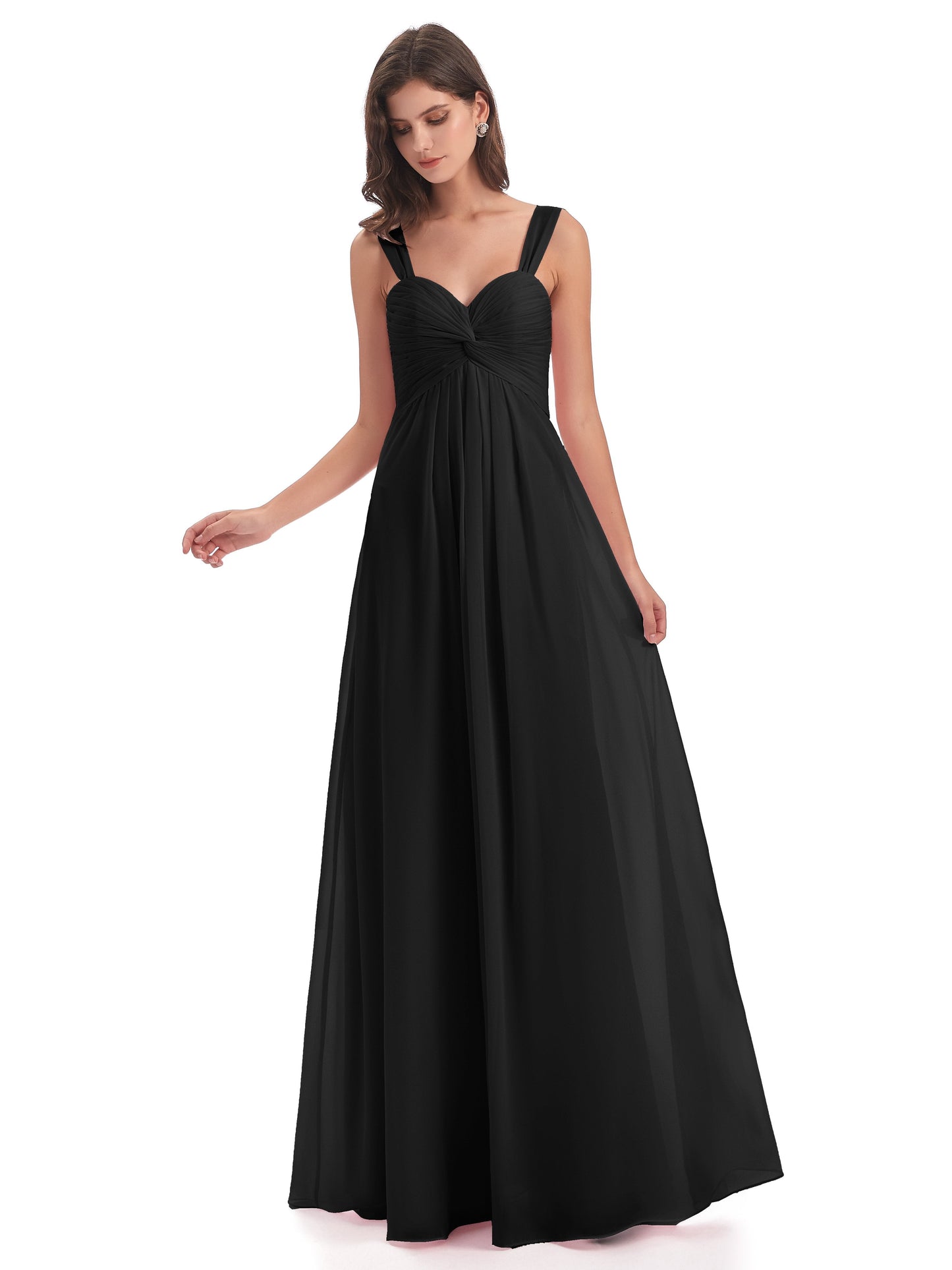 Egypt A-Line Straps Chiffon Long Bridesmaid Dresses