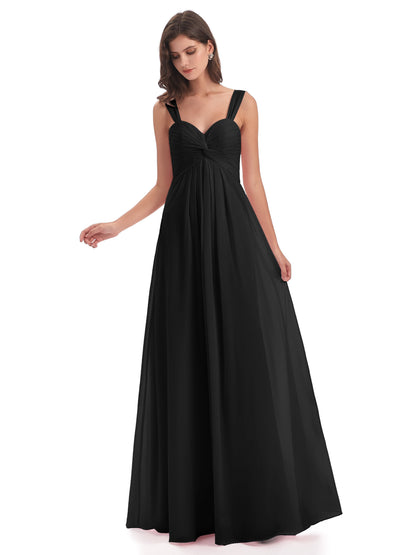 Egypt A-Line Straps Chiffon Long Bridesmaid Dresses