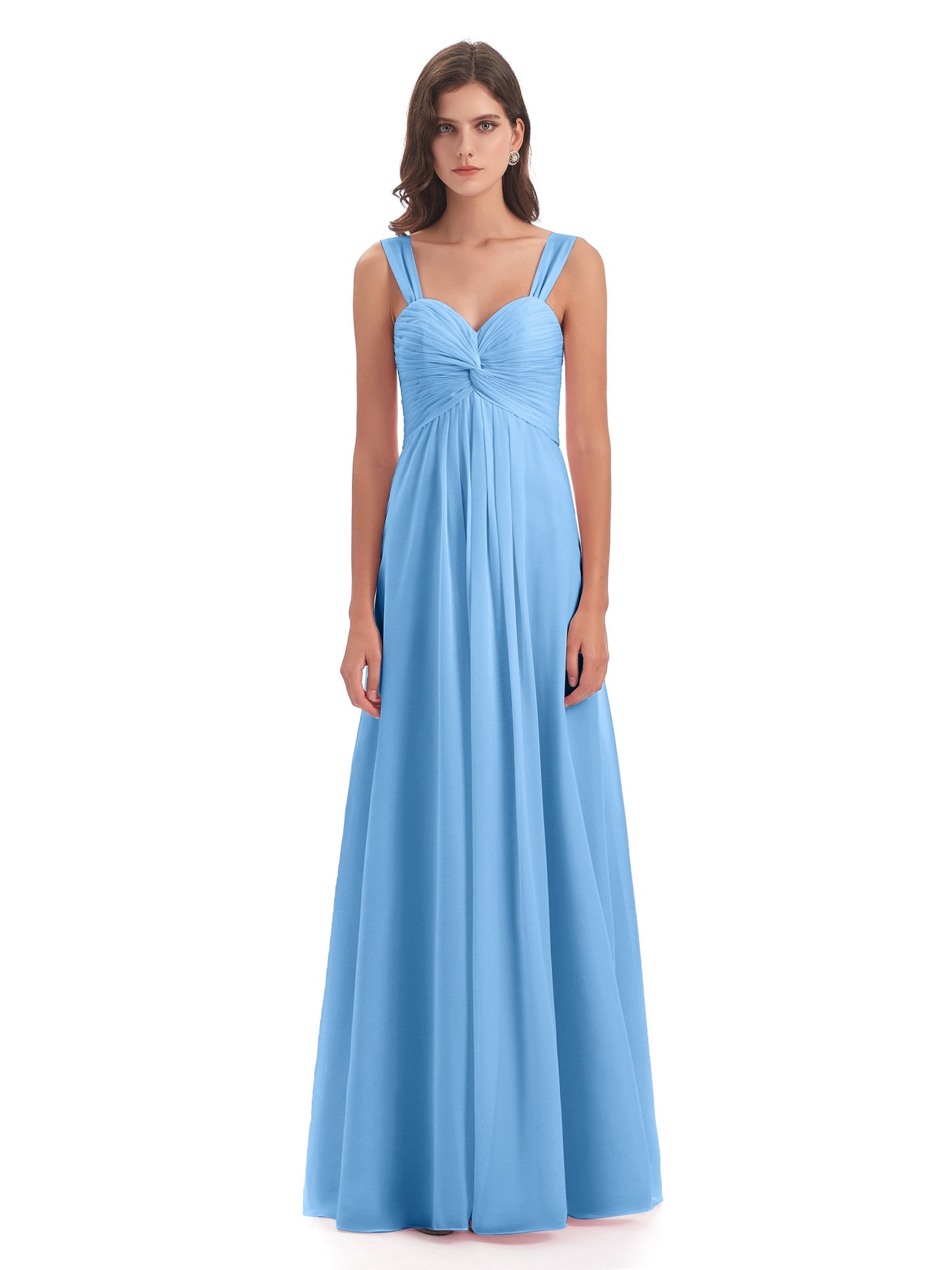 Egypt A-Line Straps Chiffon Long Bridesmaid Dresses