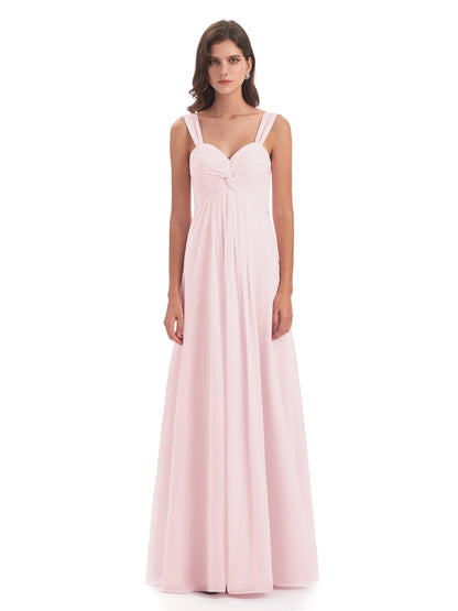 Egypt A-Line Straps Chiffon Long Bridesmaid Dresses