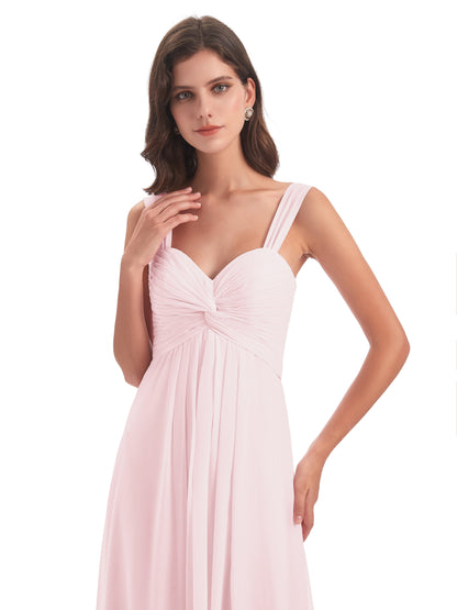 Egypt A-Line Straps Chiffon Long Bridesmaid Dresses