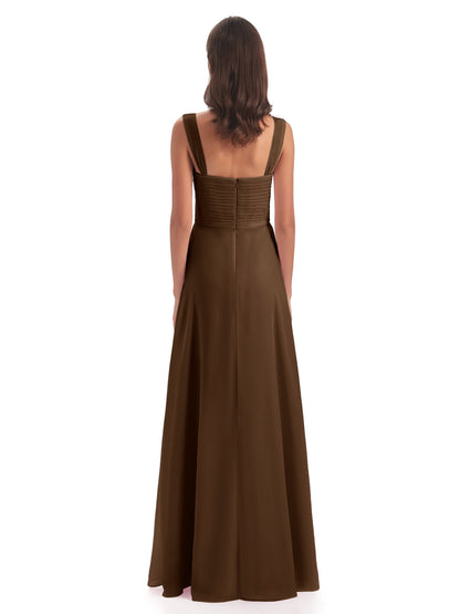Egypt A-Line Straps Chiffon Long Bridesmaid Dresses