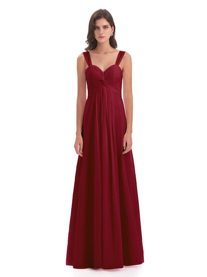 Egypt A-Line Straps Chiffon Long Bridesmaid Dresses