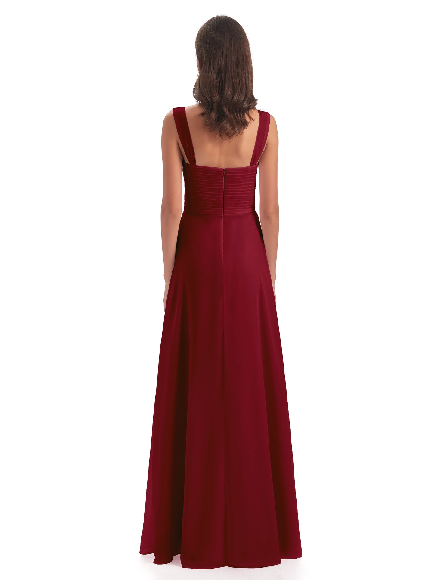 Egypt A-Line Straps Chiffon Long Bridesmaid Dresses