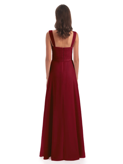 Egypt A-Line Straps Chiffon Long Bridesmaid Dresses