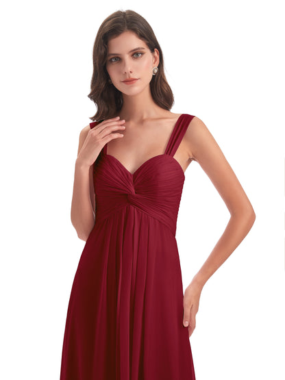 Egypt A-Line Straps Chiffon Long Bridesmaid Dresses