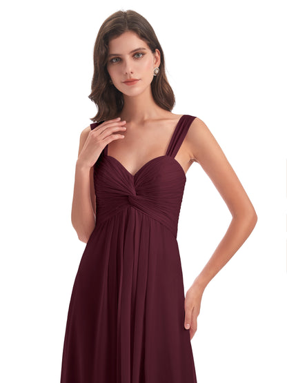 Egypt A-Line Straps Chiffon Long Bridesmaid Dresses