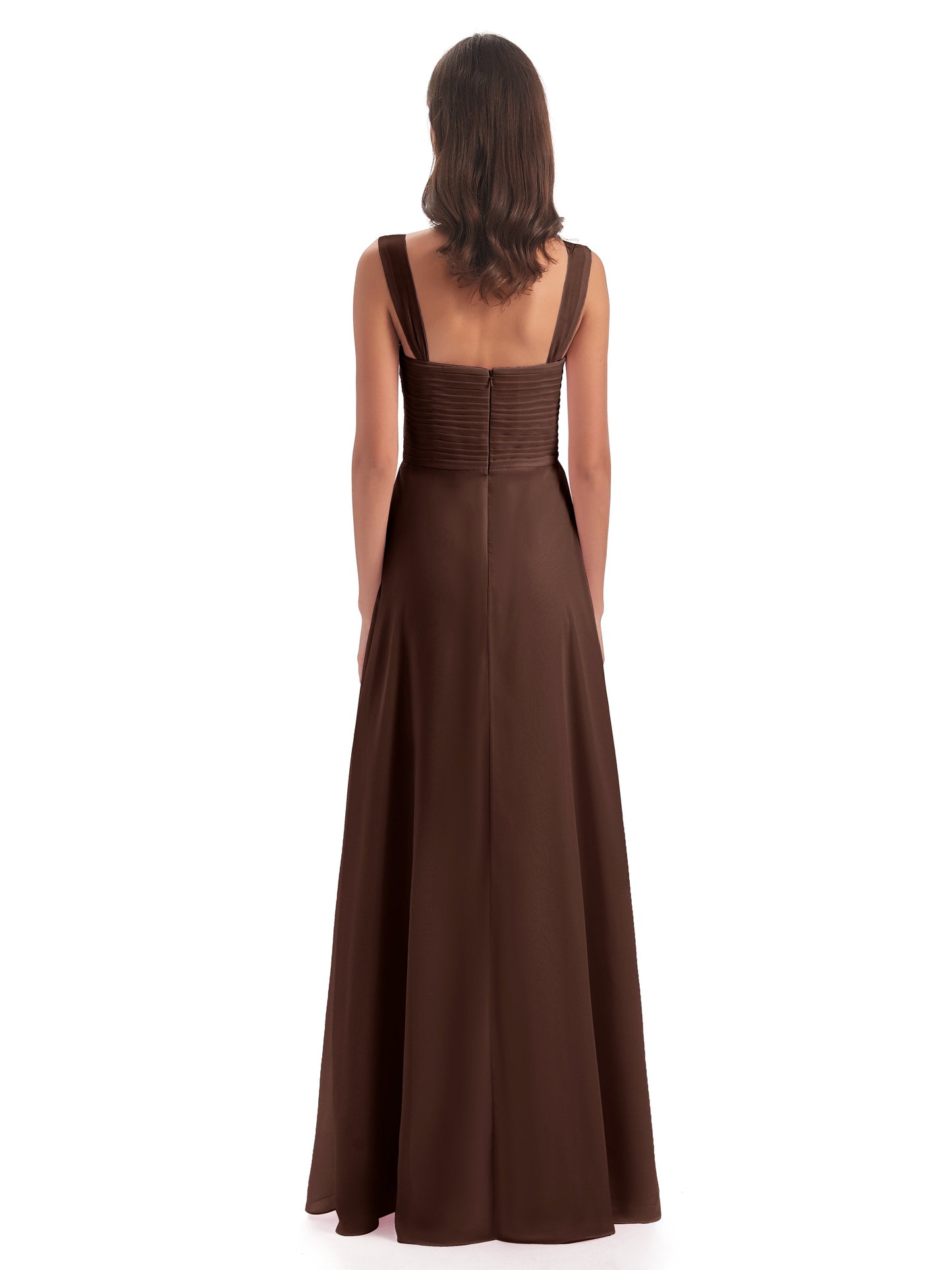 Egypt A-Line Straps Chiffon Long Bridesmaid Dresses