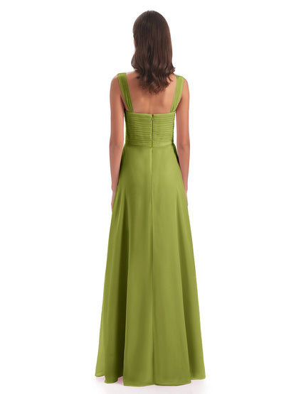 Egypt A-Line Straps Chiffon Long Bridesmaid Dresses