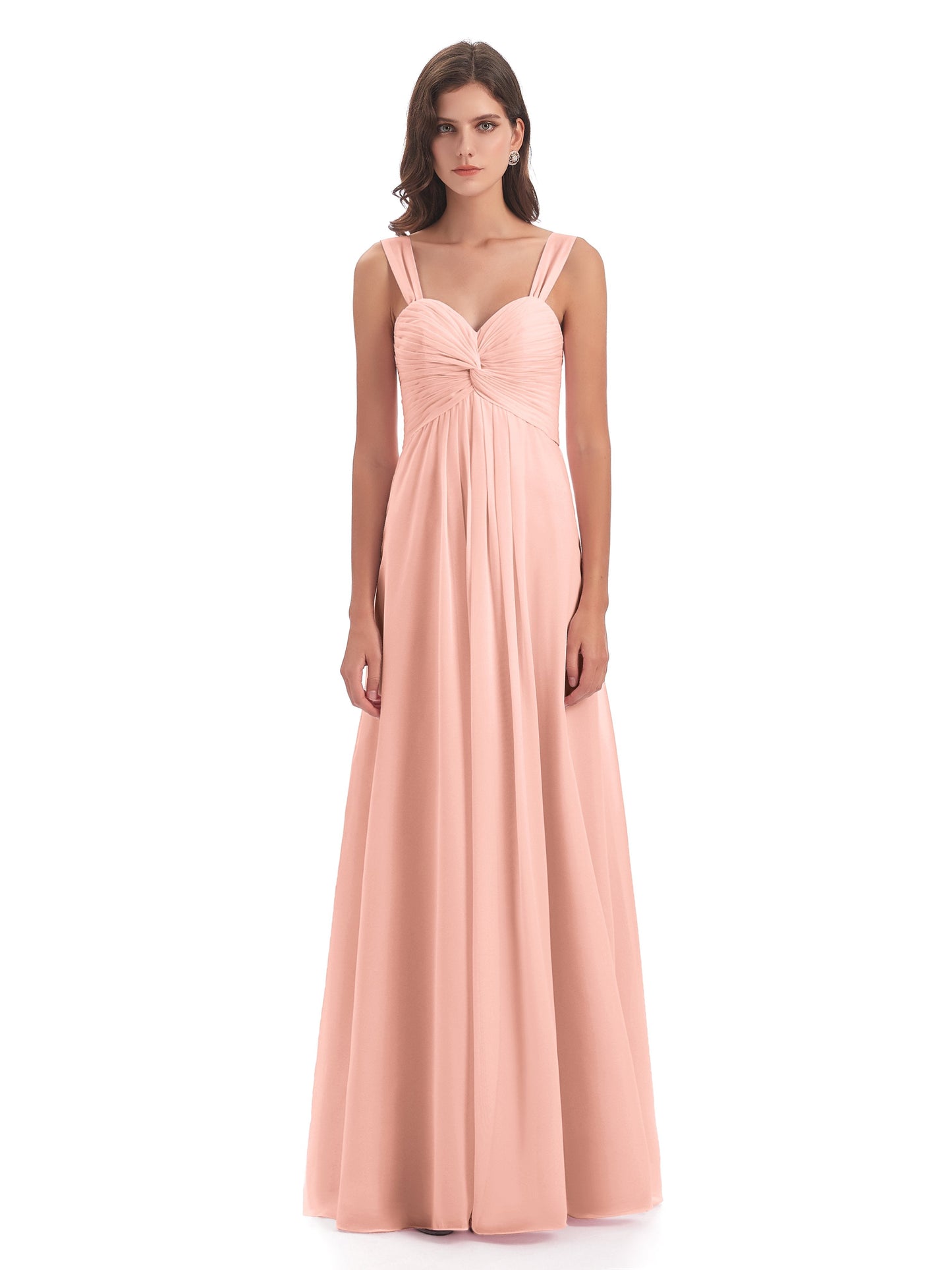 Egypt A-Line Straps Chiffon Long Bridesmaid Dresses