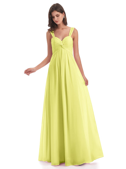 Egypt A-Line Straps Chiffon Long Bridesmaid Dresses