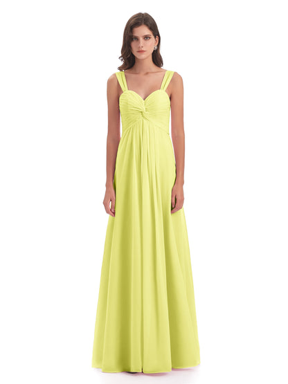 Egypt A-Line Straps Chiffon Long Bridesmaid Dresses