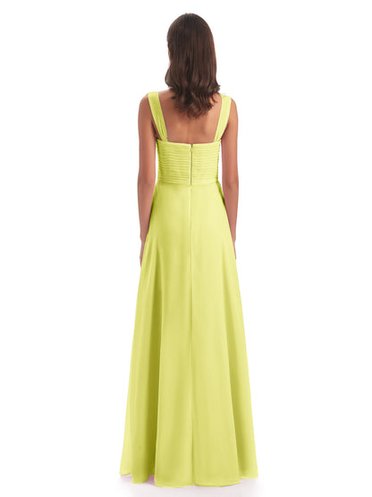 Egypt A-Line Straps Chiffon Long Bridesmaid Dresses