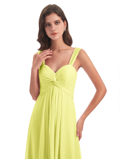 Egypt A-Line Straps Chiffon Long Bridesmaid Dresses