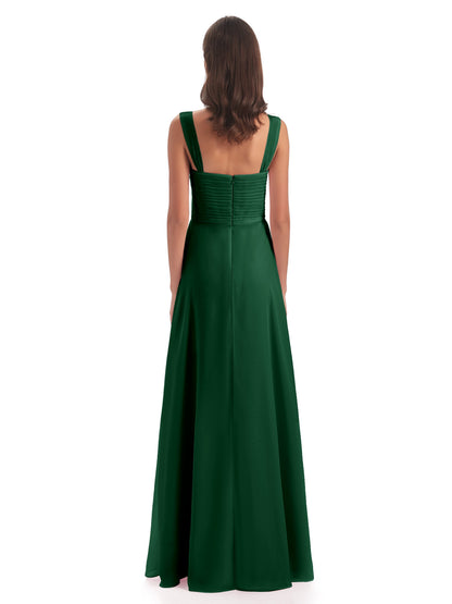 Egypt A-Line Straps Chiffon Long Bridesmaid Dresses