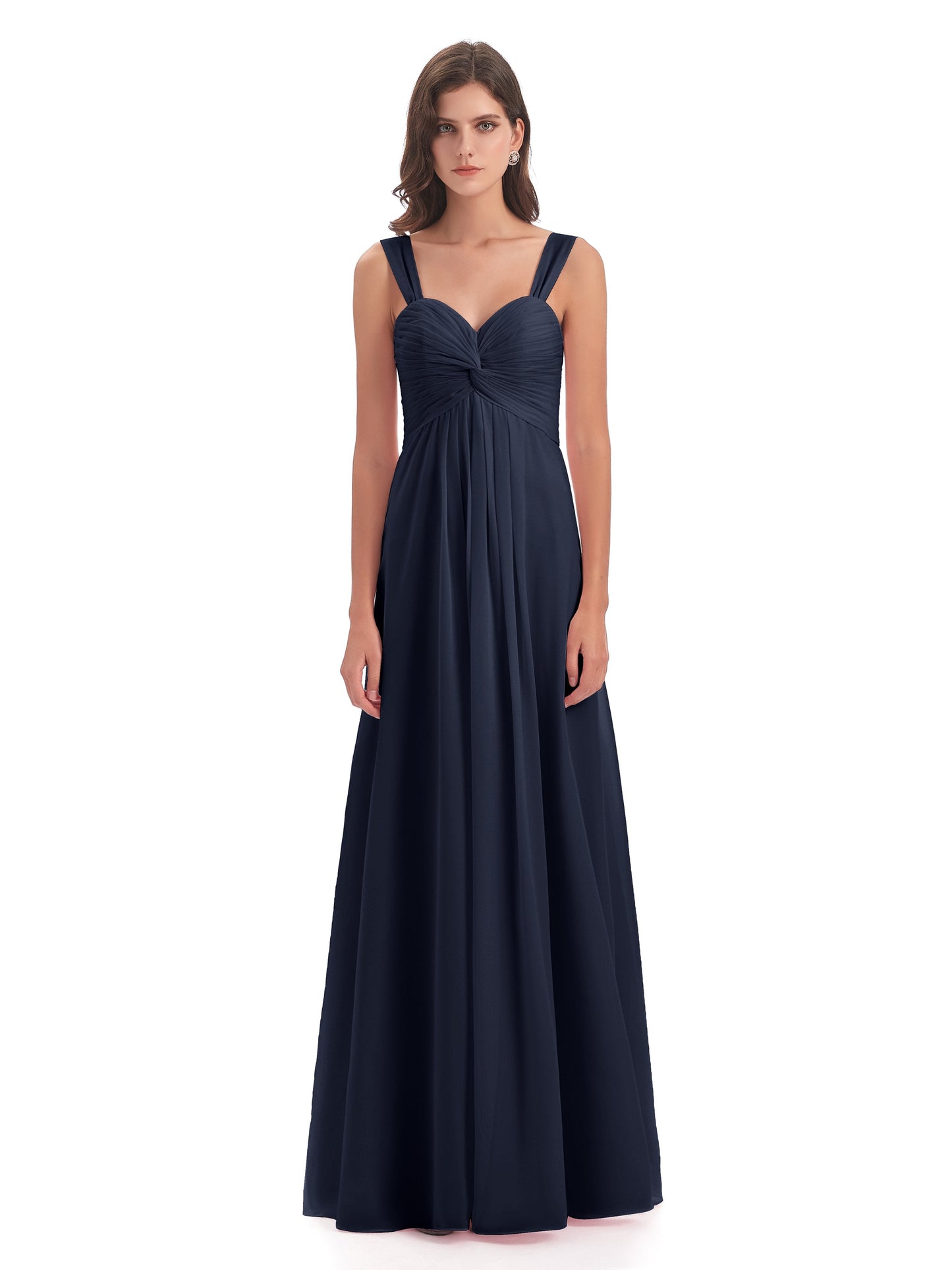 Egypt A-Line Straps Chiffon Long Bridesmaid Dresses