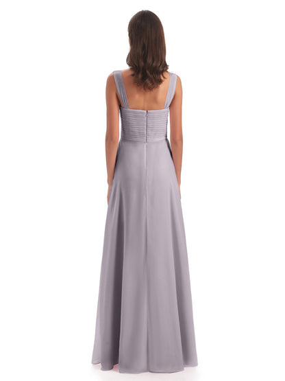 Egypt A-Line Straps Chiffon Long Bridesmaid Dresses