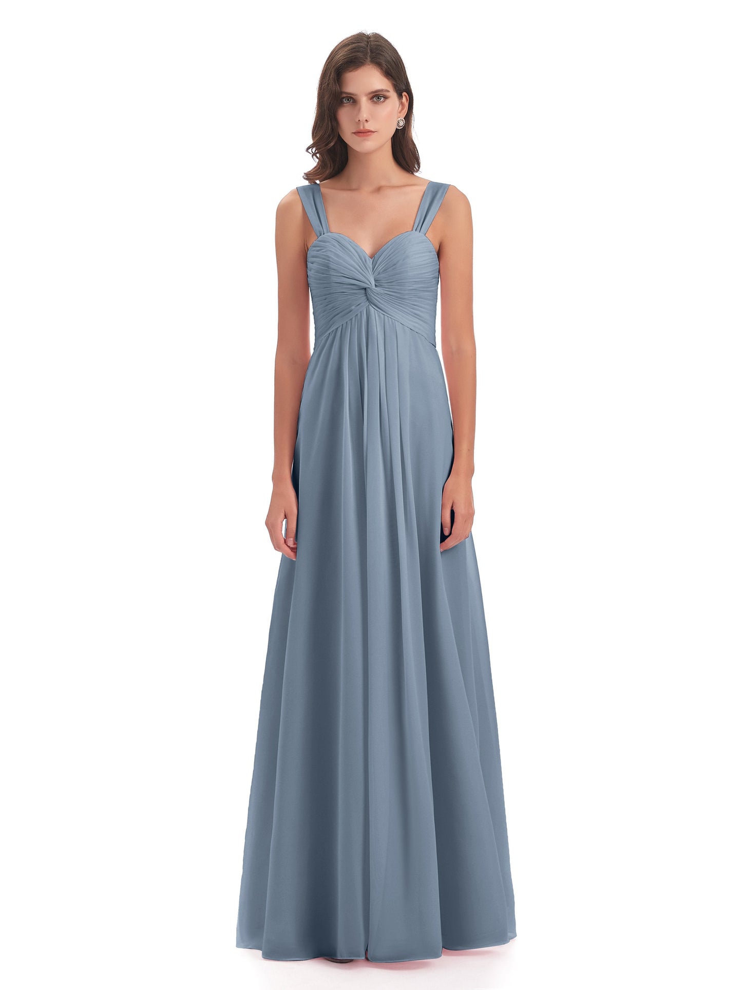 Egypt A-Line Straps Chiffon Long Bridesmaid Dresses