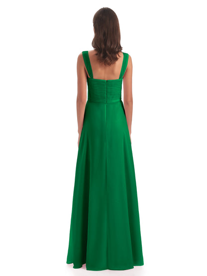 Egypt A-Line Straps Chiffon Long Bridesmaid Dresses