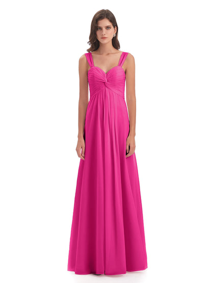 Egypt A-Line Straps Chiffon Long Bridesmaid Dresses