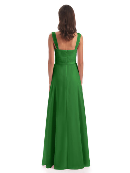 Egypt A-Line Straps Chiffon Long Bridesmaid Dresses